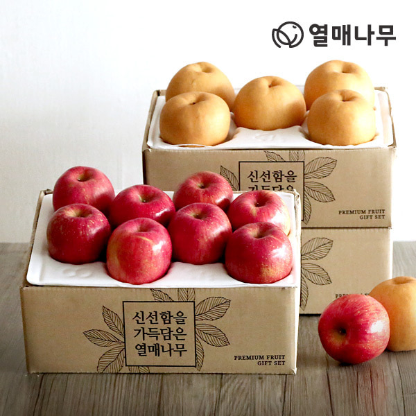 [과일愛][열매나무]과일 2종 실속2호[사과 2kg/7~9과 + 배 2.5kg/4~6과]