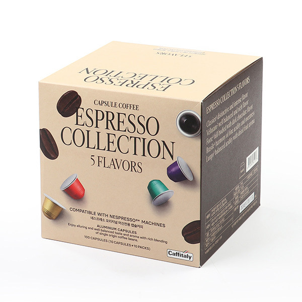 [카피탈리]커피캡슐 에스프레소 컬렉션 5종 5.5g x 100개
