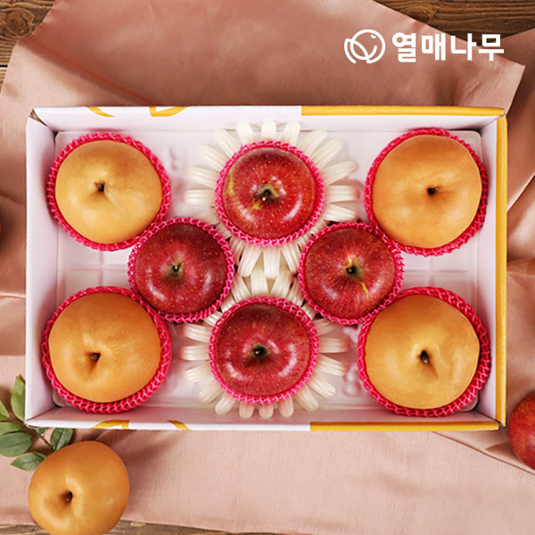 [과일愛][열매나무]행복담은세트 1호 (사과4과+배4과 - 3.5kg)